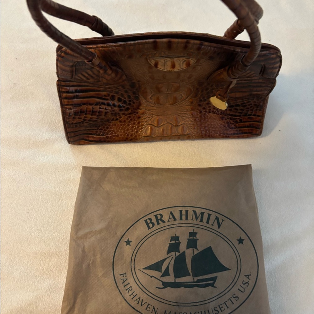 Brahmin Toasted Pecan Croc-Embossed Shoulder Bag